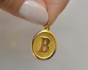 14K Solid Gold Initial Necklace Personalized, Custom Letter Pendant