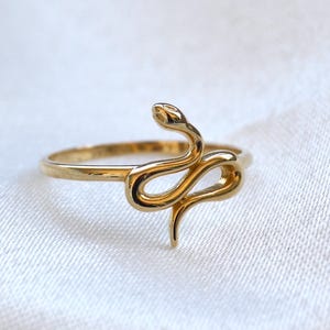 14K Gold Snake Ring for Women, 14k Gold Serpent Ring, Real Gold Ring, Snake Ring, Stackable Ring, Gift for Her Him