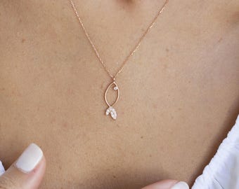 14K Solid Gold Fish Pendant Necklace: Symbol of Abundance