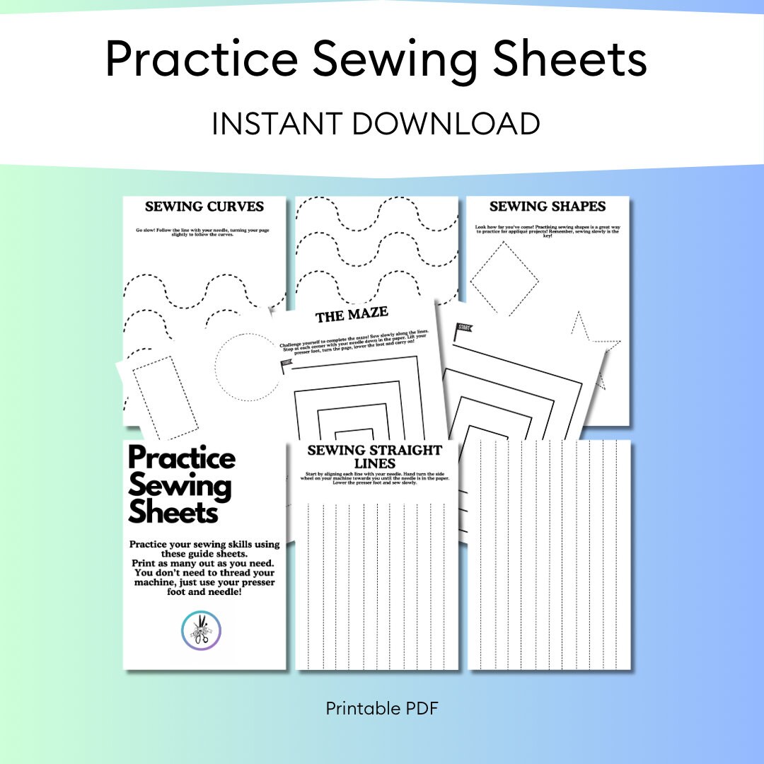 Printable Sewing Practice Sheets, Beginner Sewing Practice Pages ...