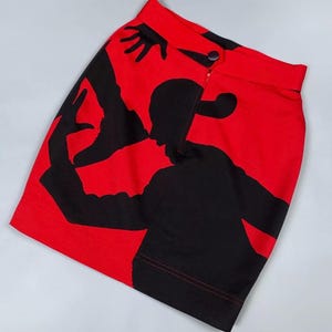 Vintage MOSCHINO by Cheap and Chic Printed Men & Women Avant Garde Mini Skirt Size 42 Red/Black