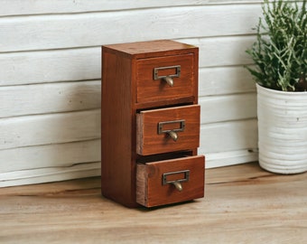 3 Drawer Wooden Small Cupboard Desktop Vintage Storage Cabinet Display Shelf