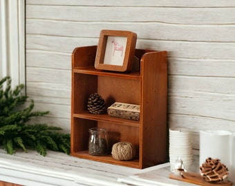 3 Tier Wall Mounted Vintage Wooden Small Cabinet Storage Shelf Desktop Display