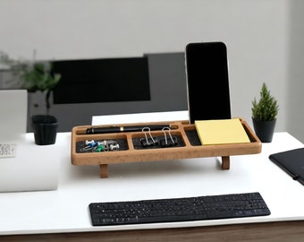 Wooden Organiser Desk Table Office Storage Organizer Pen Phone Docking Gift Holder