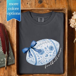 Custom Football Shirt Comfort Colors® Football Shirt custom Football Mom Shirt With Kids Name & Jersey Number floral bow Football Season tee