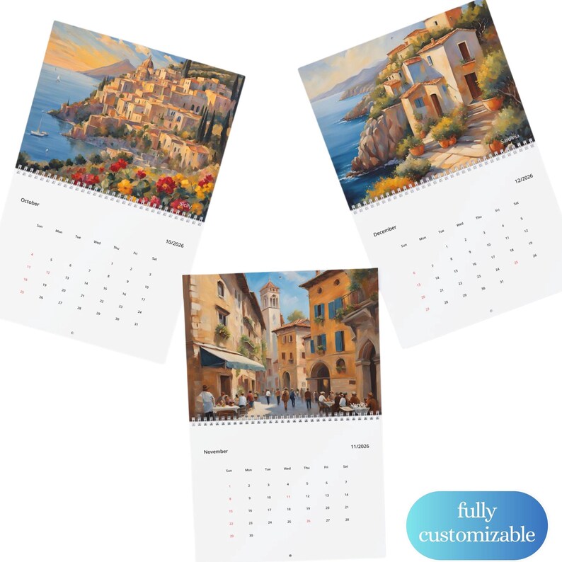 Custom Italy Travel Calendar 2026 Classroom Decorating Sister Vacation ...
