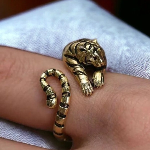 Adjustable Gold Tiger Ring, Tiger Ring, Silver Tiger Ring, Big Cat Ring,  Adjustable Tiger Ring, Animal Lover Gift, Animal Zoo Ring