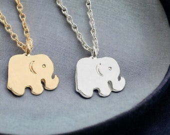 Small Elephant Pendant Chain Necklace, Elephant Pendant Necklace, Silver Elephant Pendant, Gold Elephant, Cute Animal Necklace