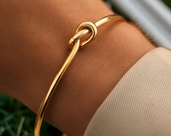 Gold Knot Bracelet, Knotted Adjustable Bracelet, Silver Knot Bracelet, Golden Bangle, Knot Bangle, Adjustable Knotted Bangle, Gift For Her