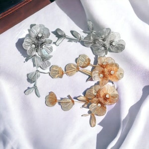 Drop and Dangle Flower Earrings, Flower Zara Style Earrings, Floral Dangle Earrings, Flower Golden Earrings, Silver Flower Earrings image 3