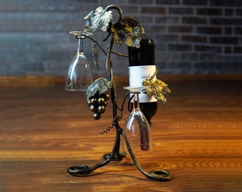 Handcrafted Wine and Glass Rack | Wine and Glass Holder | Rustic Kitchen Decor | Gift for couple