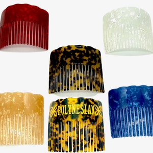 Faux Turtle Shell Comb: Brown, White, Yellow, Red, Blue, 'Polynesian'