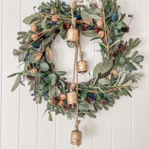 Rustic Gold  Bells, Wreath Hanger, Christmas Holiday Decor, Noah Bells, Best Gift Idea for Loved- One&#39;s, Outdoor Hanging, Wind Chimes Bell