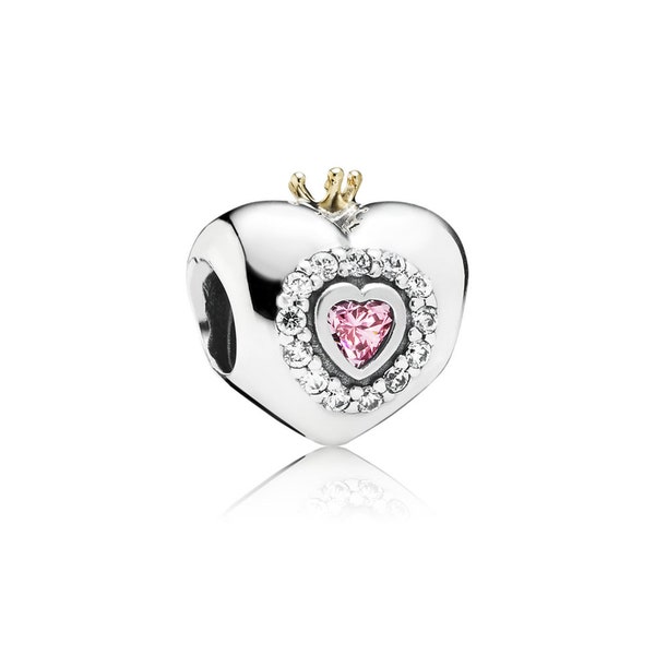 New Authentic Pandora Silver 925 ALE Princess Heart Two Tone Pink Charm Gift 791375