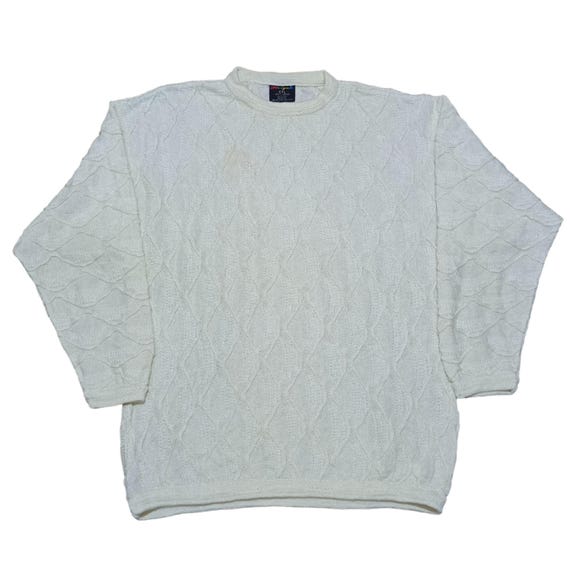 Retro 90er Jahre Bergati Crewneck Sweater WeiBer grobstrick Pullover Cosby Biggie Coogi Style Pullover Gestrickte Streetwear GroBe XXL Etsy