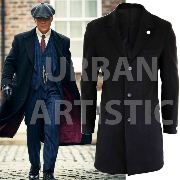 Inspired By Peaky Blinders Thomas Shelby Long Trench Coat, Handcrafted Wool Trench Coat, Vintage Gothic Cosplay Costume