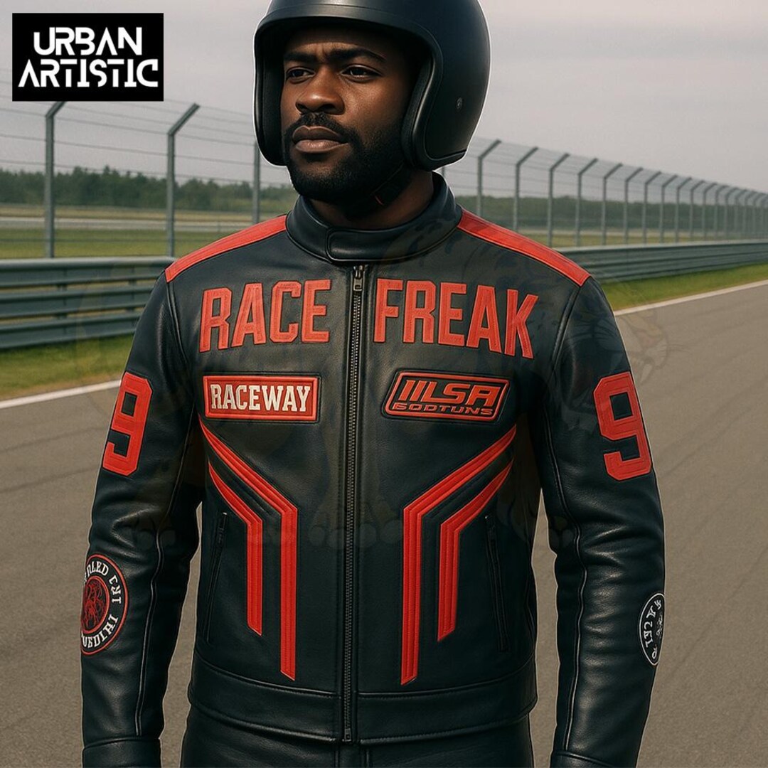 Man Red Racing Jacket Red & Black Moto Racing Biker Jacket, Stylish Leather Jacket for ...