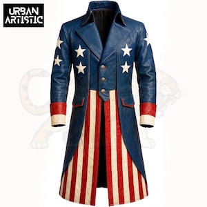 Manteau en cuir drapeau américain, costume patriotique du 4 juillet, excellent cadeau pour la fierté américaine, cosplay manteau USA