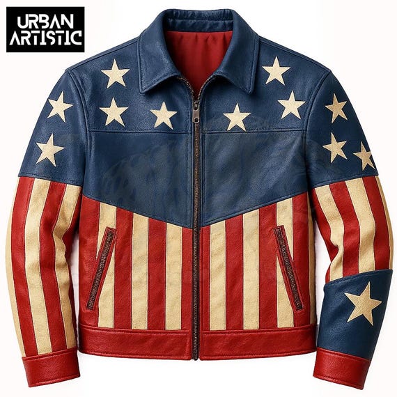 アメリカ国旗レザージャケット：愛国的なアメリカの星条旗 - Etsy 日本
