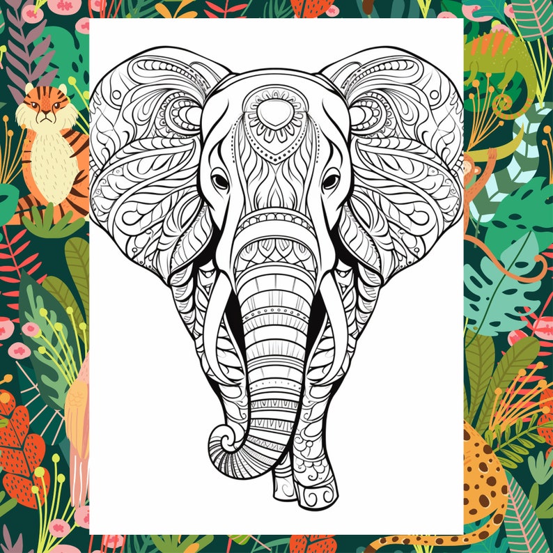 Wildlife Mandalas Safari: Animal Coloring Book for Relaxation, Digital ...