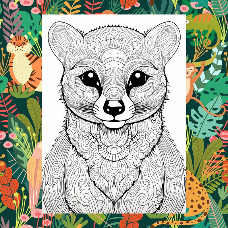 Wildlife Mandalas Safari: Animal Coloring Book for Relaxation, Digital ...