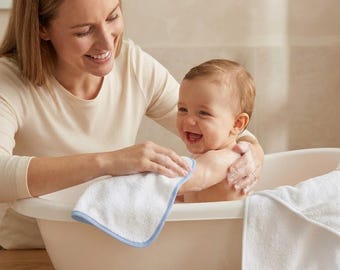 Hand Wash Cloth Baby 10*10" Pink or Blue Set of 3 Organic Cotton
