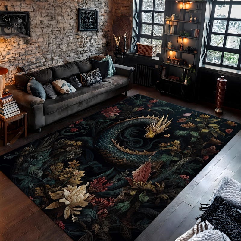 Gothic Rug For Library Gothic Rug - Etsy