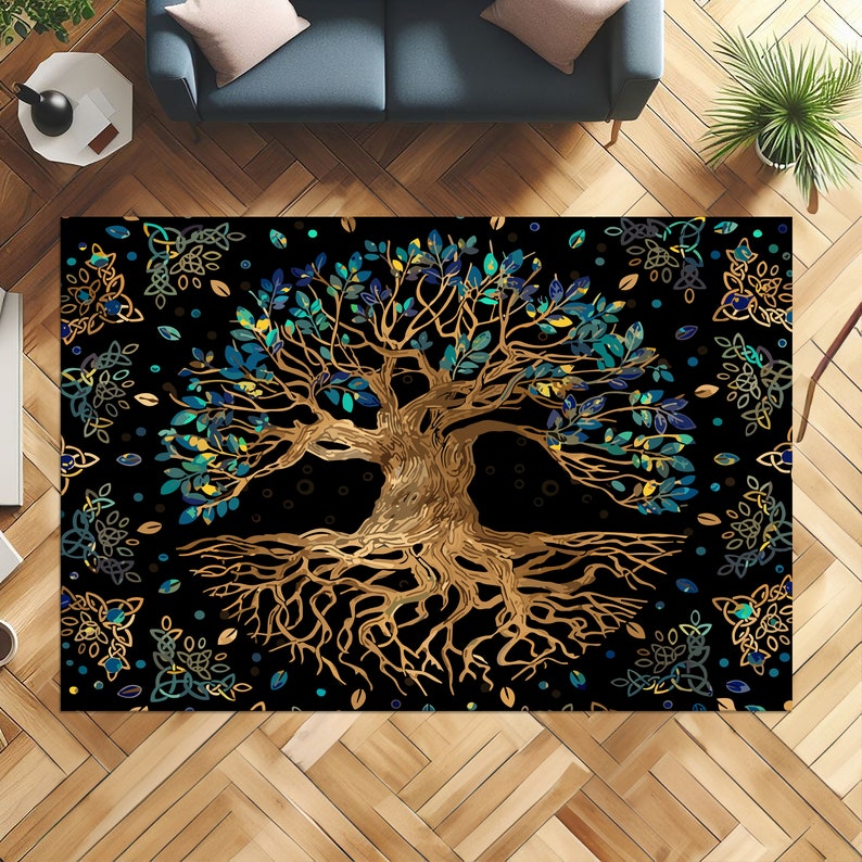 Tree Art Rug Tree of Life Rug, Garden Rug,flower Rug,flower Theme Rug,garden Pattern ...