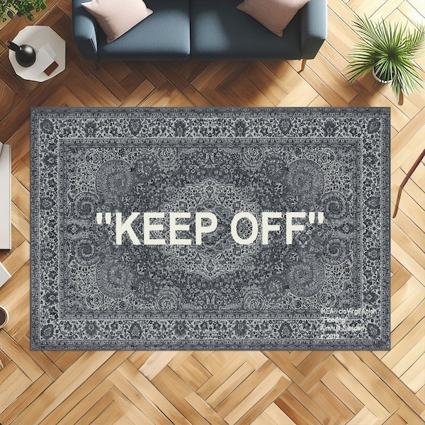 Keep Off Rug-Grey Rug-Modern Room Rug,Keep Off,Home Decorative Rug,Modern Rugs,Living Room Rug, 4x6 Carpet, Personalized Gift