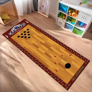 Bowling Lanes Rug for Playing Bowling, Bowling Decor, Bowling Strike Rug, Bowling Playing Rug, Family Game Rug, Washable Rug, Non-Slip Rug