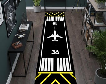 Tapete de pista, tapete de aeroporto, tapete de avião, tapete de aviação, tapete de quarto infantil, presente para meninos e meninas, para crianças, tapete gamer, decoração de sala de jogos, tapete de brincar
