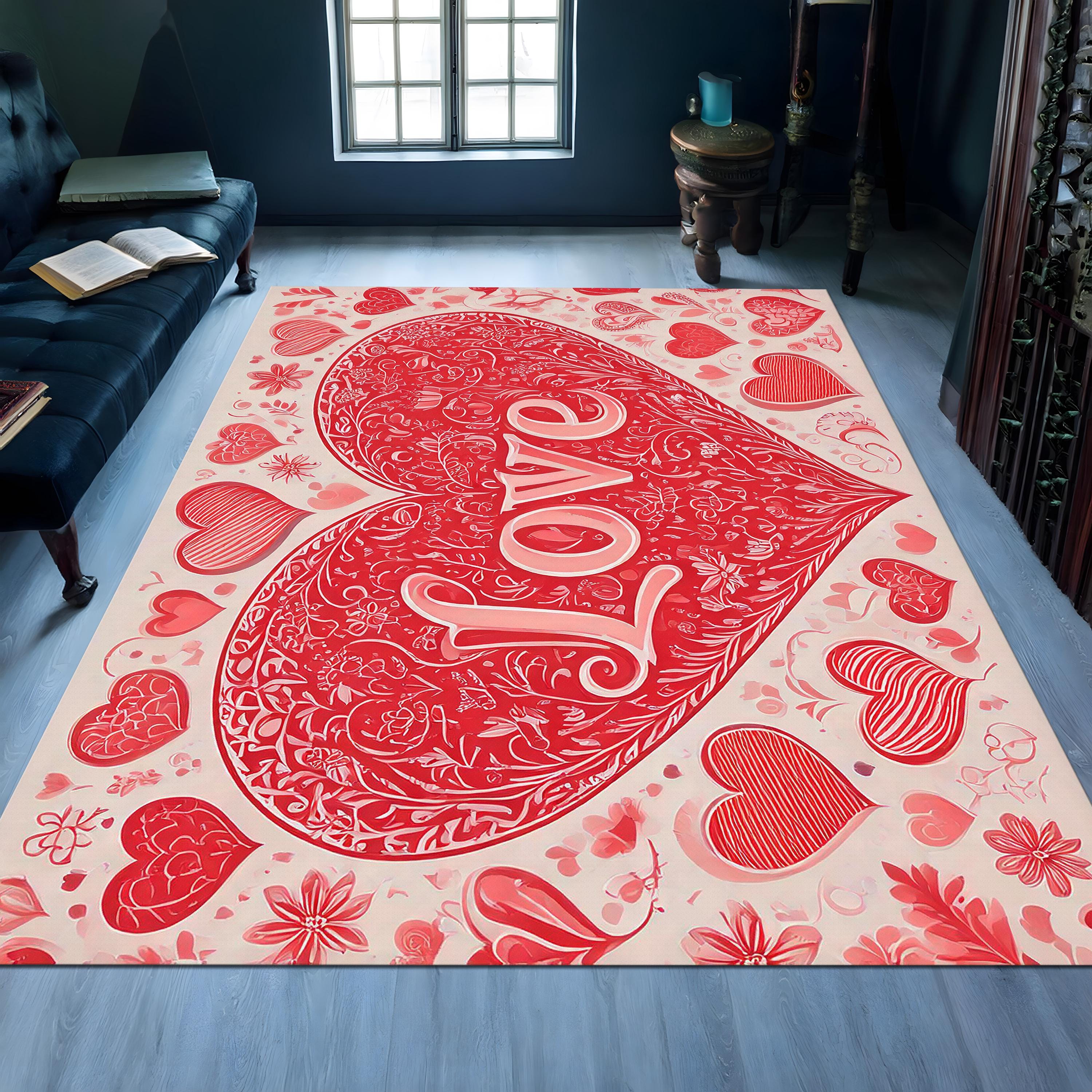 Hearts Rug, Valentine's Day Rug, Red Heart Rug, Love Rug, Red Love Rug ...