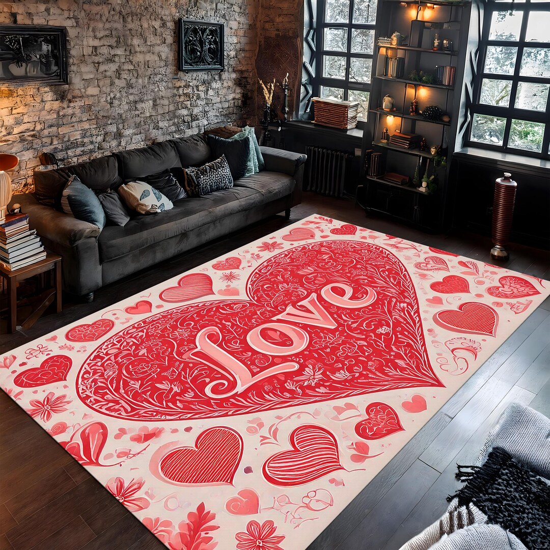 Hearts Rug, Valentine's Day Rug, Red Heart Rug, Love Rug, Red Love Rug ...