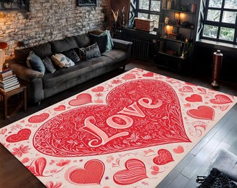 Tapete de corações, tapete de Dia dos Namorados, tapete de coração vermelho, tapete de amor, tapete de amor vermelho, presente para o amante, tapete de Dia dos Namorados, tapete de área de Dia dos Namorados