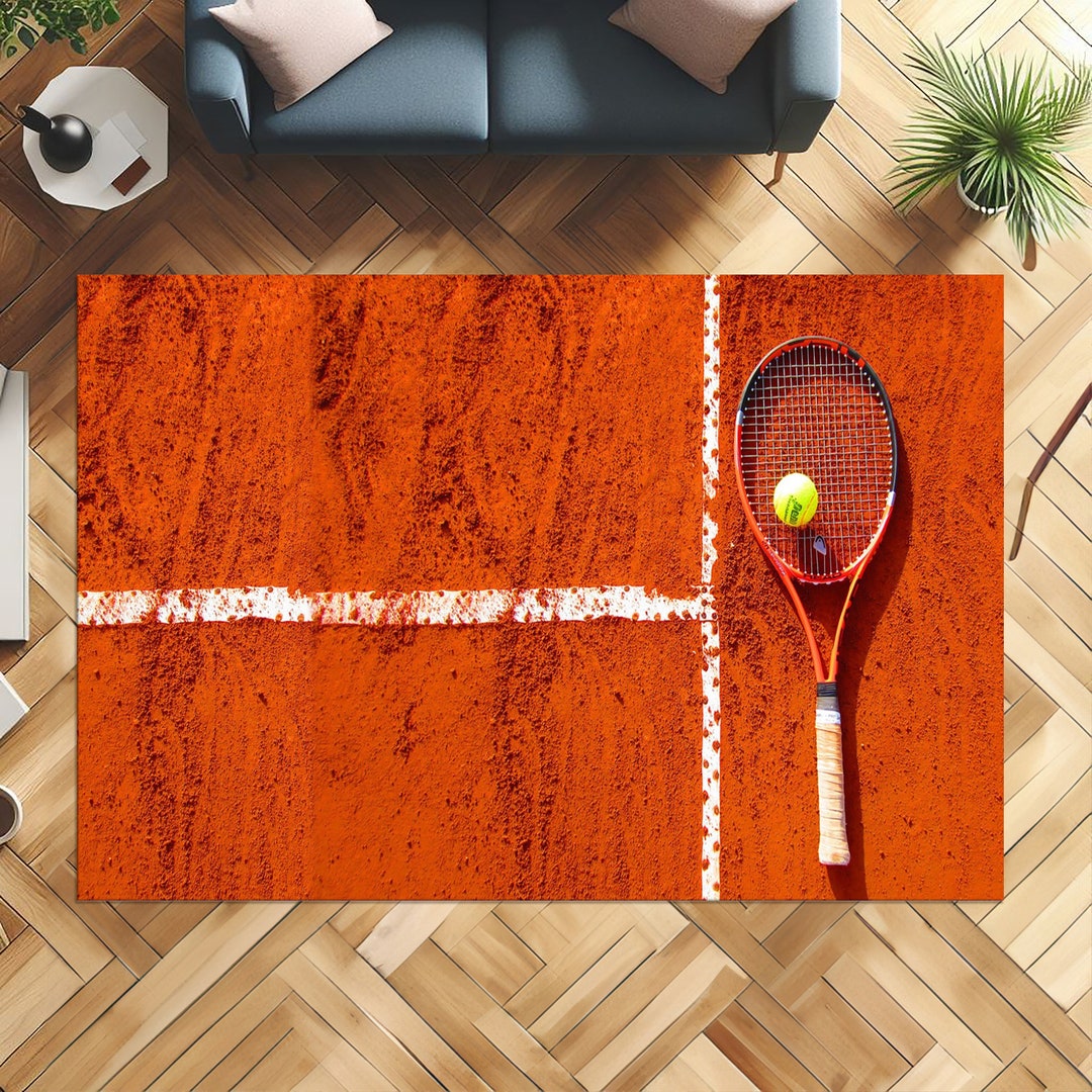 Tennis Rug, Tennis Player Gift, Red Rug, Theme Rug, Cartoon Rug ...