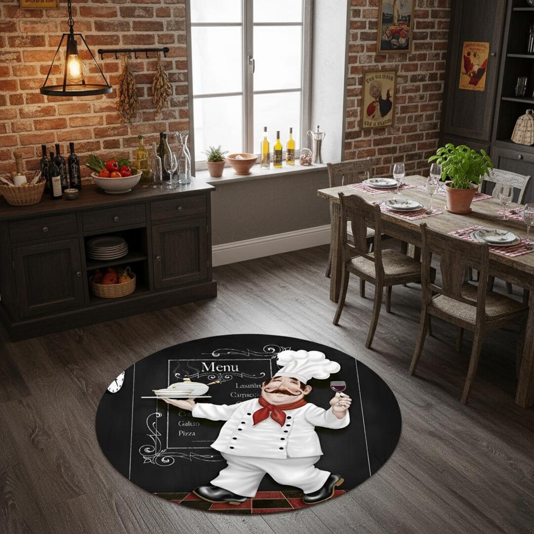 Kitchen Round Rug ,chef Rug, Food Decor,kitchen Rug,kitchen Pattern ...