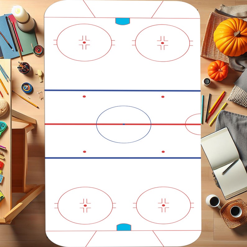 Ice Hockey Rink Rug, Personalized Team Rug, Ice Hockey Rug, Team Logo