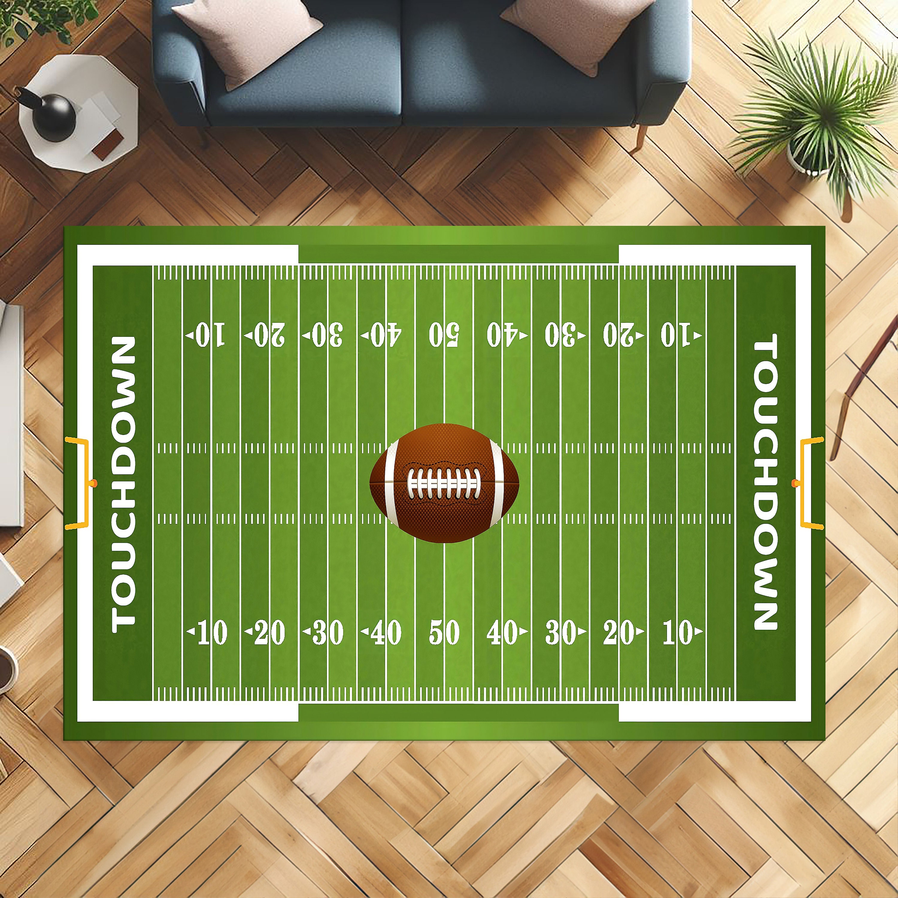 Football Filed Rugg American Football Rug, Soccer Field Rug, Custom Team Logo Rug, Washable ...