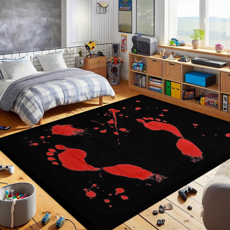 Blood Splatter Rug, Foot Print Rug, Horror Rug, Blood Rug, Custom Rug ...