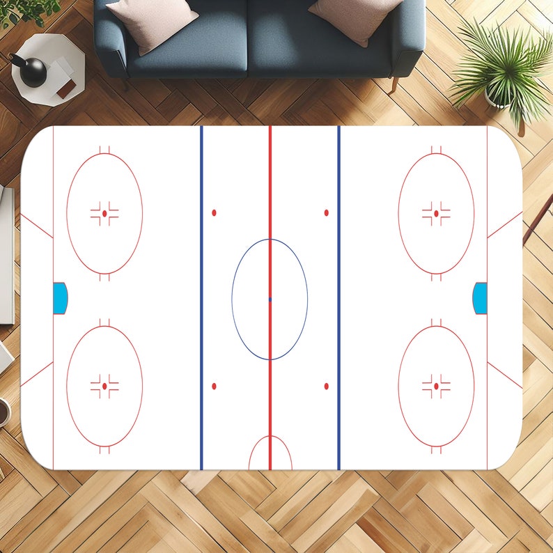 Ice Hockey Rink Rug, Personalized Team Rug, Ice Hockey Rug, Team Logo