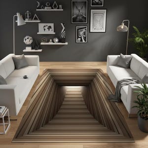 Tunnelteppich, optischer Täuschungsteppich, Illusionsteppich, rechteckiger Illusionsteppich, 3D-Effekt, für Wohnzimmer