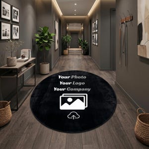 Rund anpassad logotypmatta Personlig golvmatta för företag Fotologotypmatta Kontor Studio Butik Entrédekor