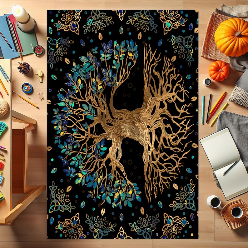 Tree Rug Modern Tree of Life Rug, Garden Rug,flower Rug,flower Theme Rug,garden Pattern ...