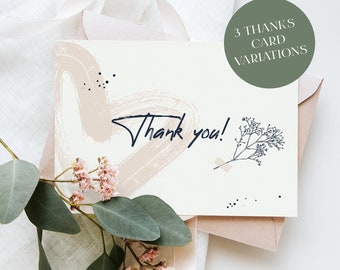 Thank You Card Printable, Wildflower Thank You Card, Floral Thank You, Instant Download PDF