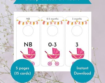 Baby Girl Closet Dividers, Carriage Design, Printable Size Organizer (Digital Download)