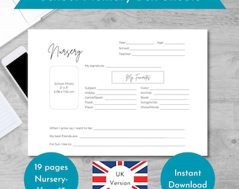 School Memory Box Sheets, UK Version (PDF download)