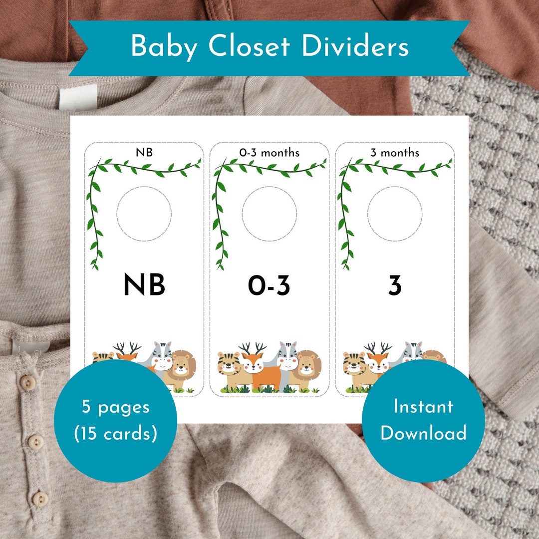 Baby Closet Dividers, Safari, Wild Animals, Printable Baby Size ...