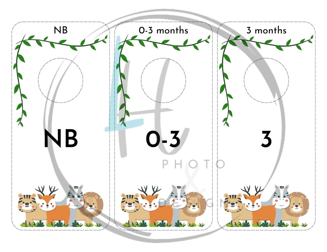Baby Closet Dividers, Safari, Printable, Gender Neutral, Nursery Clothing Dividers, Nursery ...