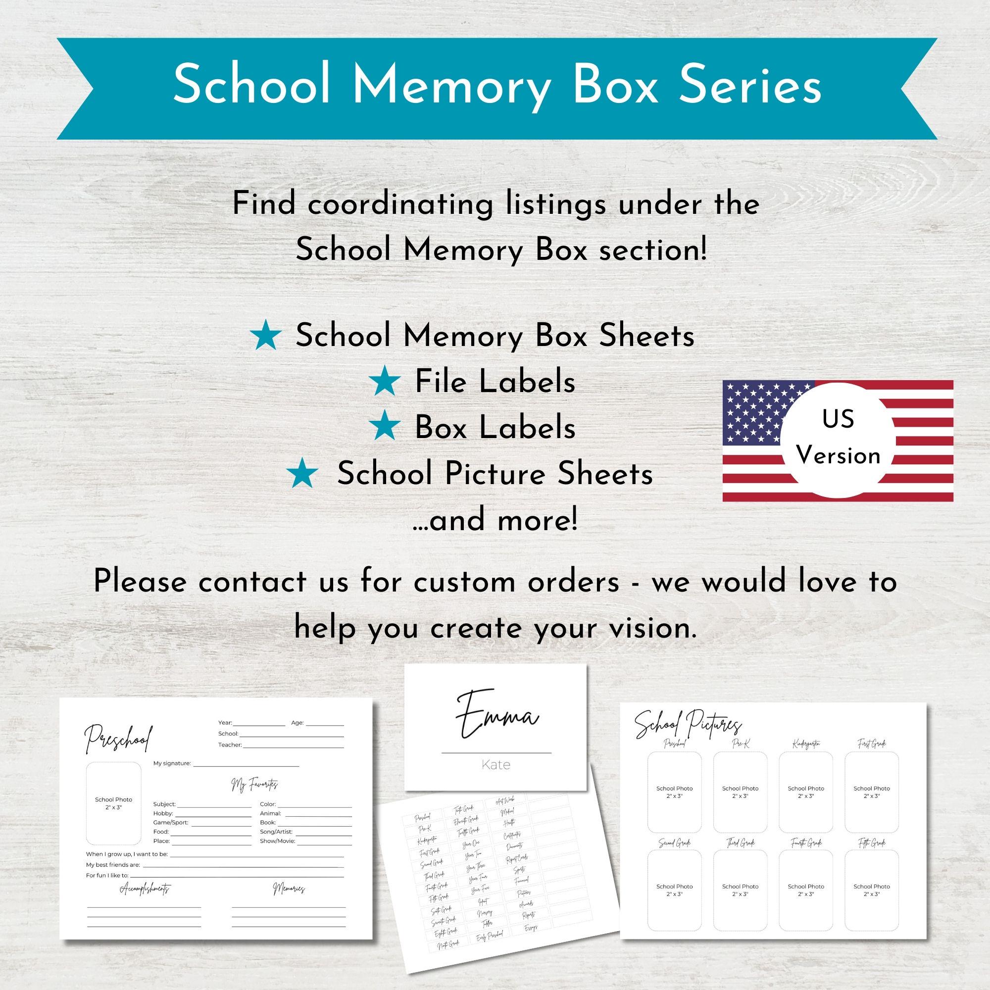 School Memory Sheets, School Memory Box, School Memory Questionnaire