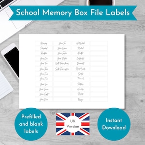 School Memory File Labels [UK], School Memory Box, School Memory Questionnaire, School Keepsake, School File Box, School Milestone Kit